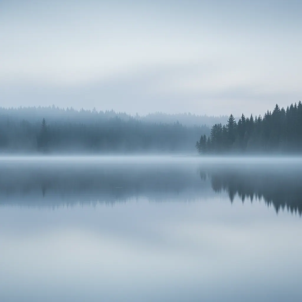 Pohjoismainen maisema järven rannalla